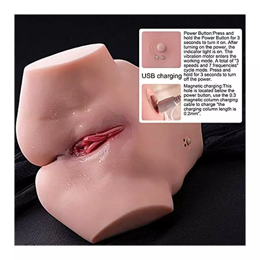 6.39lb Vibrating Stroker Realistic Vagina Ass Sex Toy Male Masturbator Rechargeable Sex Doll Rechargeable Lifelike Pussy for Men