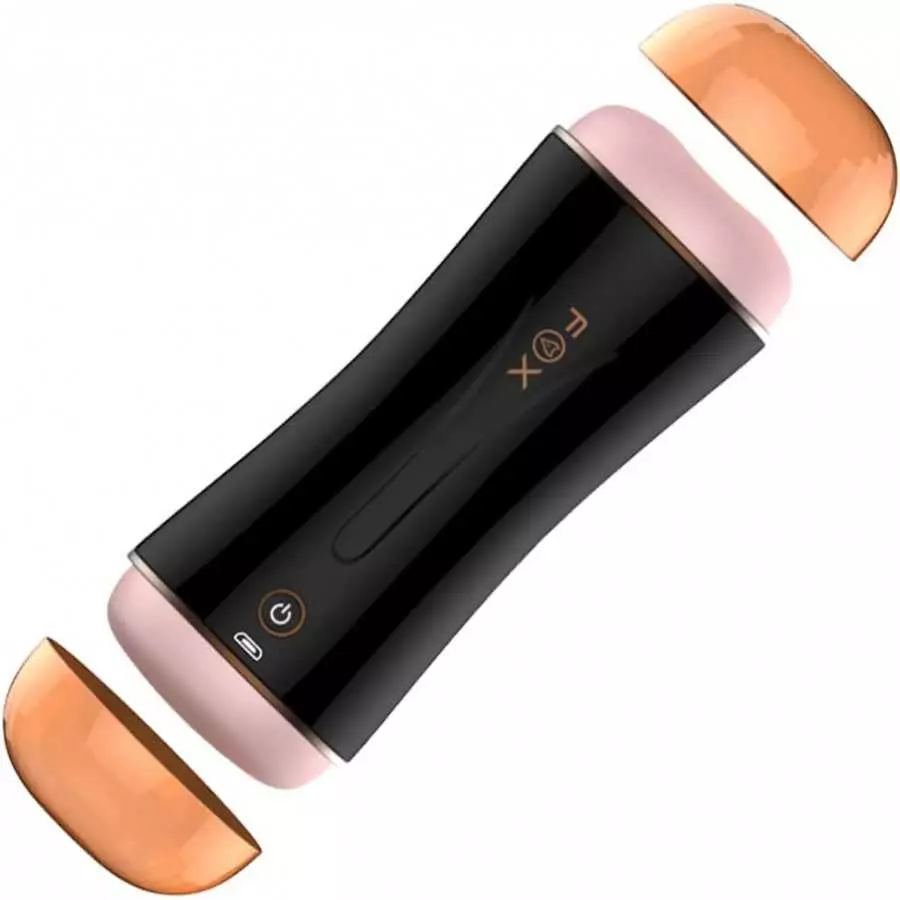 SOIMISS Double- Head Automatic Male Masturbator Masturbation Cups Realistic Male Interactive Voice Male Stroker Toy (Black)