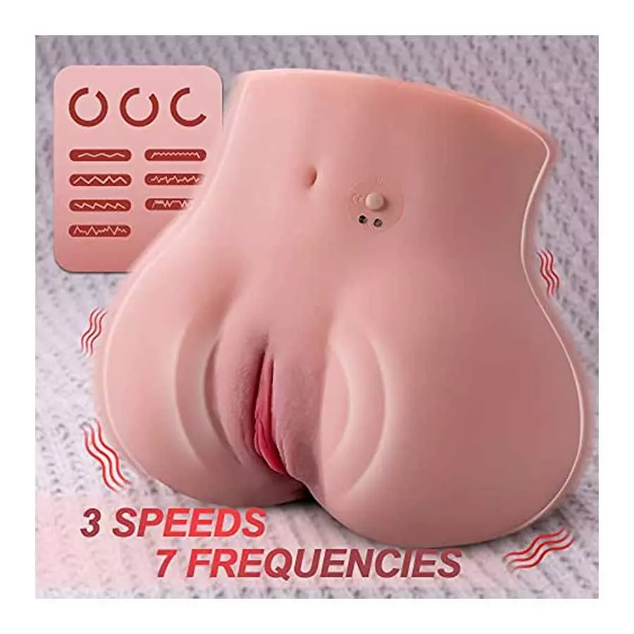 2.3KG Pussy Ass Male masturbator with Virgin Tight Labia, 3 Speed 7 Frequency Vibration Magnetic Charging 3D Channel Suitable fo