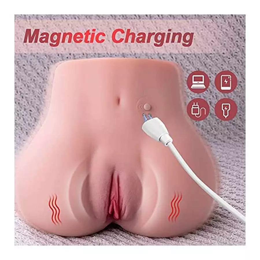 2.3KG Pussy Ass Male masturbator with Virgin Tight Labia, 3 Speed 7 Frequency Vibration Magnetic Charging 3D Channel Suitable fo