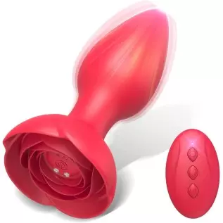 Anal Sex Toys Rose Sex Stimulator for Women, Vibrating Butt Anal Plugs, Remote Control Anal Vibrator with 10 Modes & Rose Base, 