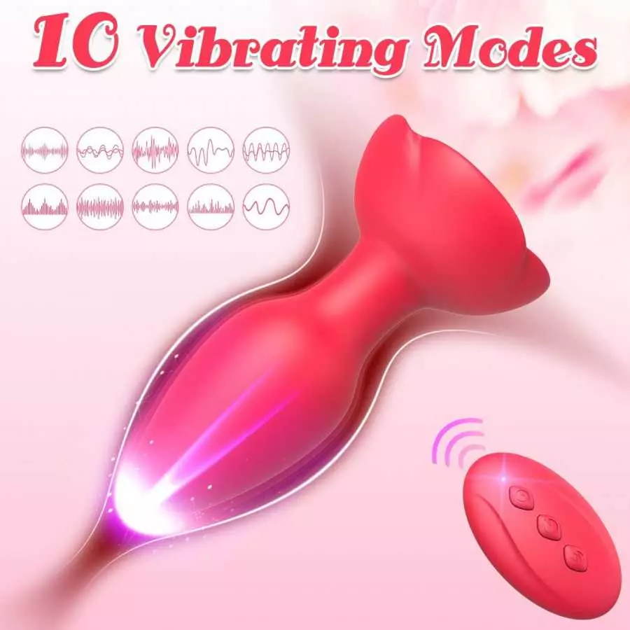 Anal Sex Toys Rose Sex Stimulator for Women, Vibrating Butt Anal Plugs, Remote Control Anal Vibrator with 10 Modes & Rose Base, 