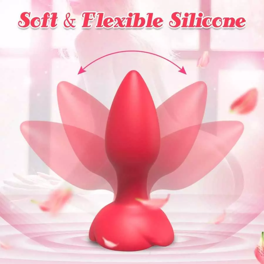 Anal Sex Toys Rose Sex Stimulator for Women, Vibrating Butt Anal Plugs, Remote Control Anal Vibrator with 10 Modes & Rose Base, 