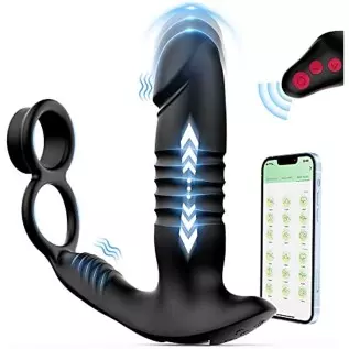 Adult Male Sex Toys for Men's Sex – Anal Sex Toys Prostate Massager with Dual Cock Ring Anal Plug, App & Remote Control Butt Plu