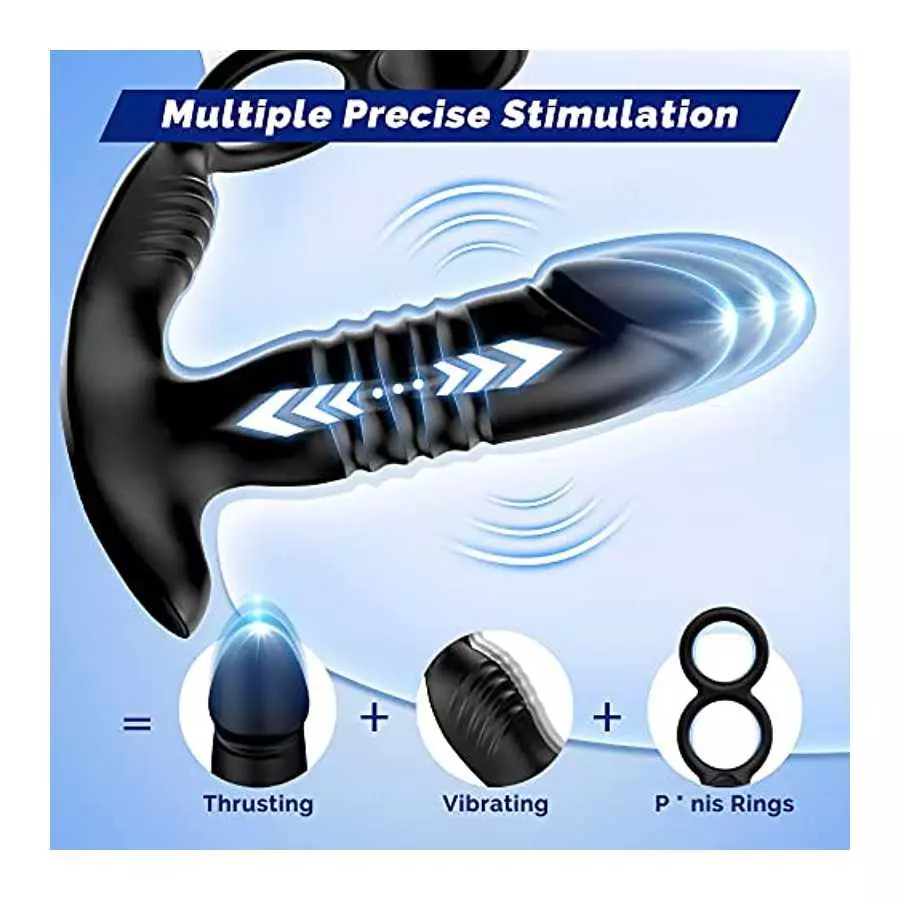 Adult Male Sex Toys for Men's Sex – Anal Sex Toys Prostate Massager with Dual Cock Ring Anal Plug, App & Remote Control Butt Plu