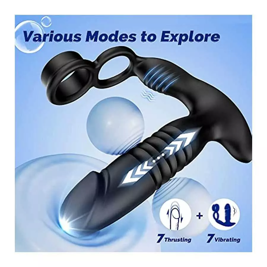 Adult Male Sex Toys for Men's Sex – Anal Sex Toys Prostate Massager with Dual Cock Ring Anal Plug, App & Remote Control Butt Plu