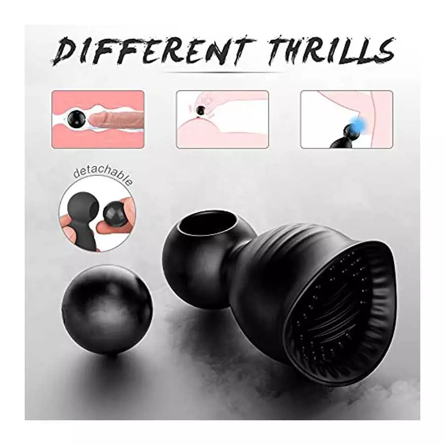 Penis Vibration masturbator, Men's Penis Glans Trainer, Glans wear Trainer 9 Modes, Reduce Sensitivity Men's Penis Vibration Mas