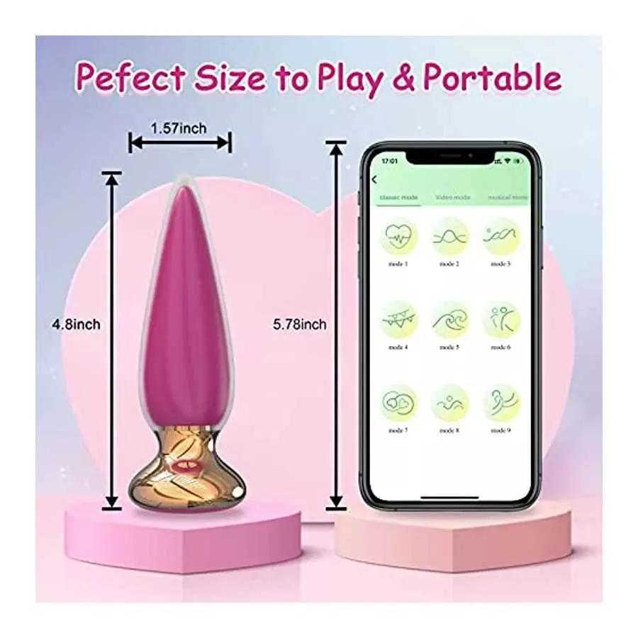 App & Remote Control Anal Butt Vibrator Prostate Massager, 9 Classic Vibrating Modes G-Spot Vibrator Rechargeable APP Control An