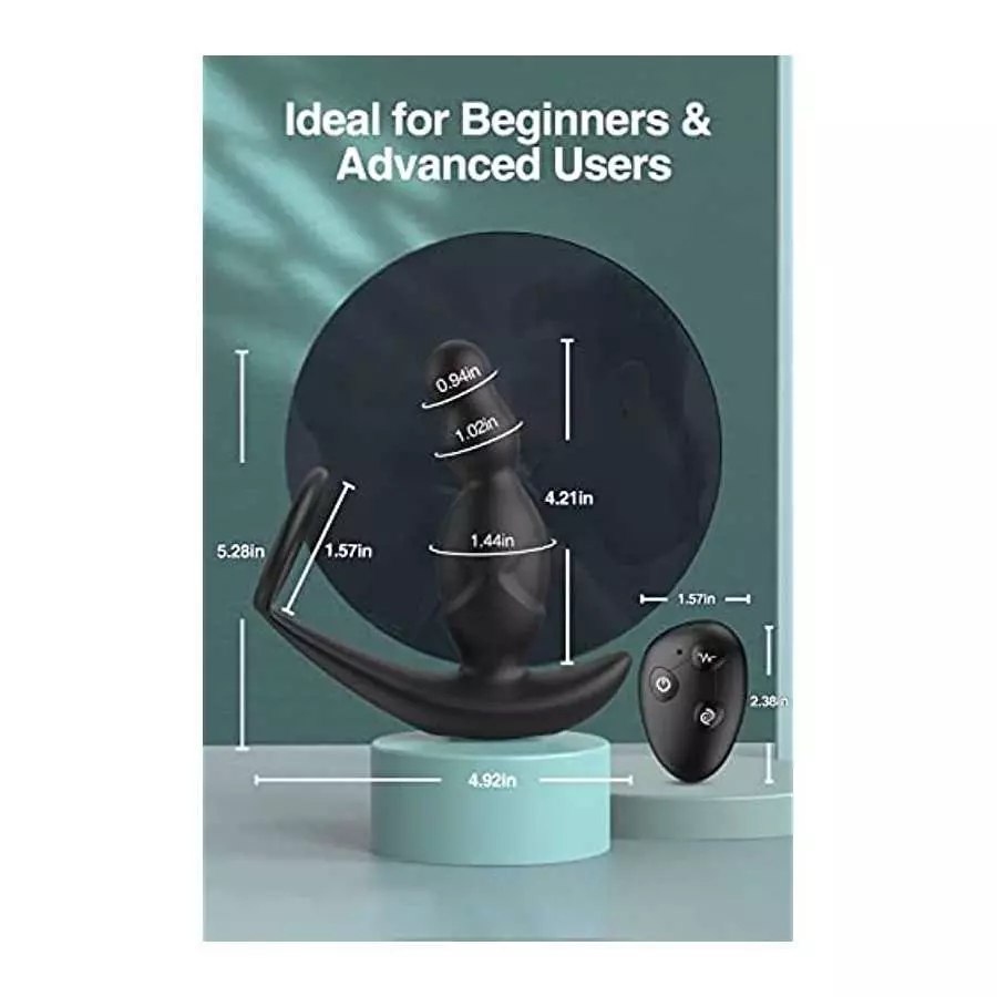 Anal Plug Vibrator, Sex Toys Prostate Massager with 3 Rotating & 9 Vibrating Butt Plug, Prostate Stimulor Toys with Cock Ring, W