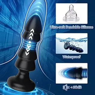 Thrusting Anal Vibrator - Anal Sex Toy Remote Control Vibrating Butt Plug G Spot Vibrator, Anal Plug Vibrator with 5 Vibrating & Thrusting Anal Vibrator - Anal Sex Toy Remote Control Vibrating Butt Plug G Spot Vibrator, Anal Plug Vibrator with 5 Vibrating &