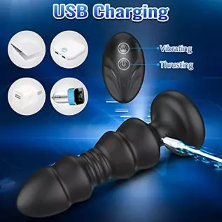 Thrusting Anal Vibrator - Anal Sex Toy Remote Control Vibrating Butt Plug G Spot Vibrator, Anal Plug Vibrator with 5 Vibrating & Thrusting Anal Vibrator - Anal Sex Toy Remote Control Vibrating Butt Plug G Spot Vibrator, Anal Plug Vibrator with 5 Vibrating &