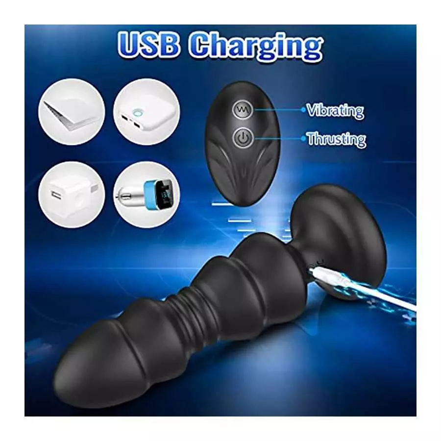 Thrusting Anal Vibrator - Anal Sex Toy Remote Control Vibrating Butt Plug G Spot Vibrator, Anal Plug Vibrator with 5 Vibrating &