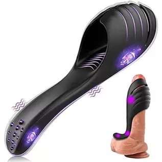 Male Masturbator Penis Vibrator with 9 Vibrations，Hands-Free Mens Vibrator Sex Toys for Men Masturbation with Adjustable Buckle，