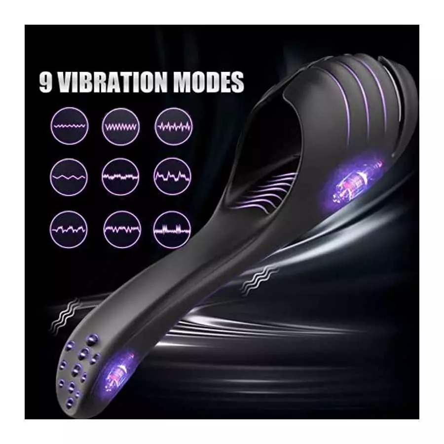 Male Masturbator Penis Vibrator with 9 Vibrations，Hands-Free Mens Vibrator Sex Toys for Men Masturbation with Adjustable Buckle，