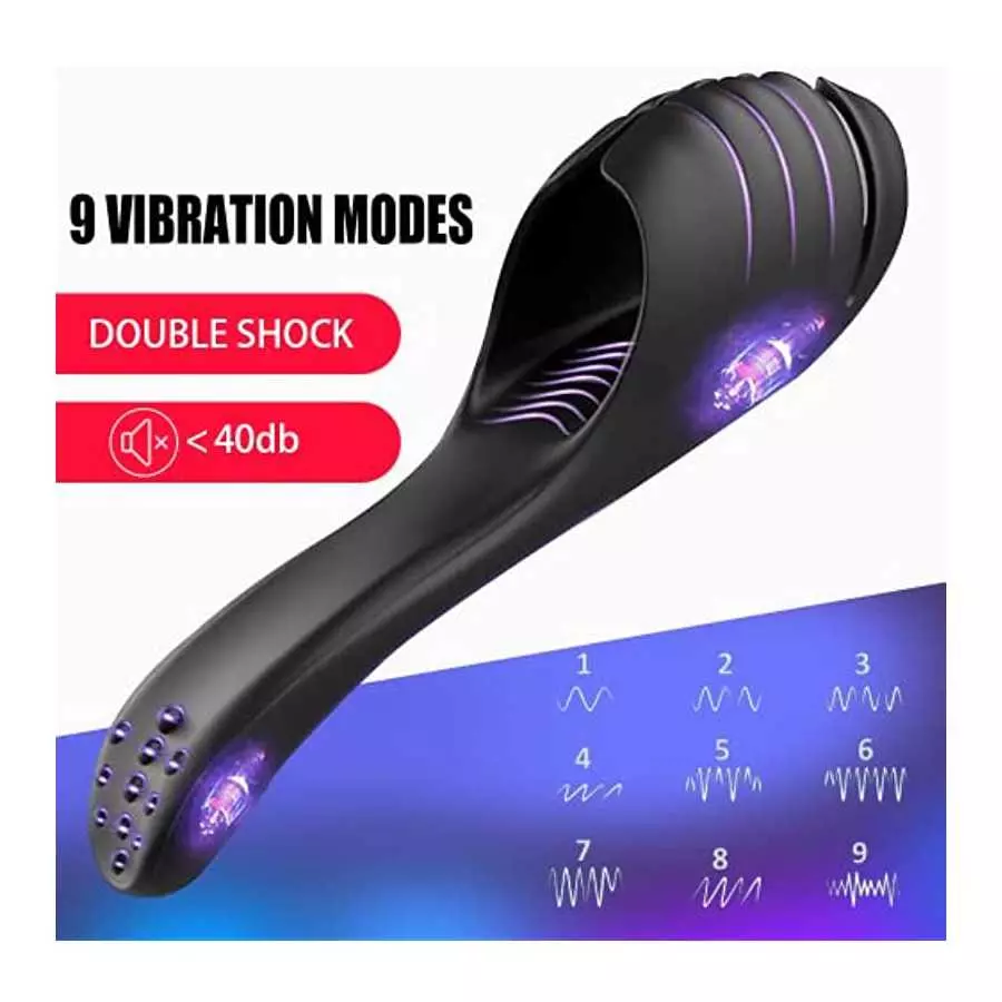 Male Masturbator Penis Vibrator with 9 Vibrations，Hands-Free Mens Vibrator Sex Toys for Men Masturbation with Adjustable Buckle，