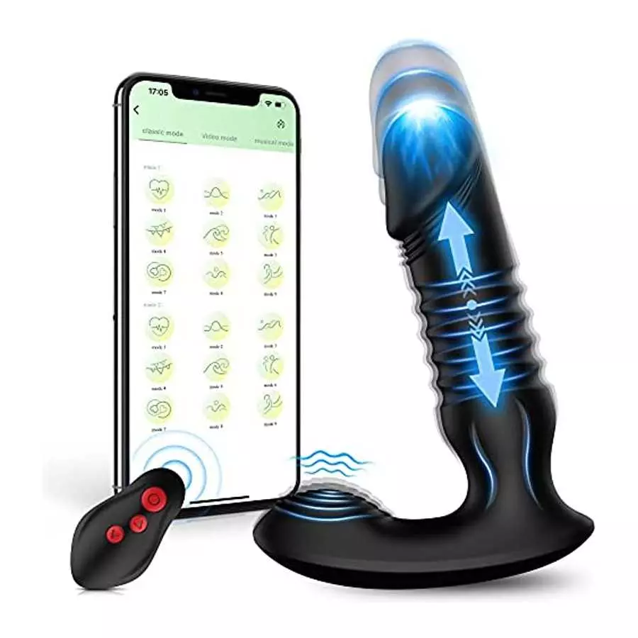 FOBONO Prostate Massager, Adjustable Anal Sex Toys for Men with 7 Thrusting & Vibrating Modes, App & Remote Control Anal Vibrato FOBONO Prostate Massager, Adjustable Anal Sex Toys for Men with 7 Thrusting & Vibrating Modes, App & Remote Control Anal Vibrato