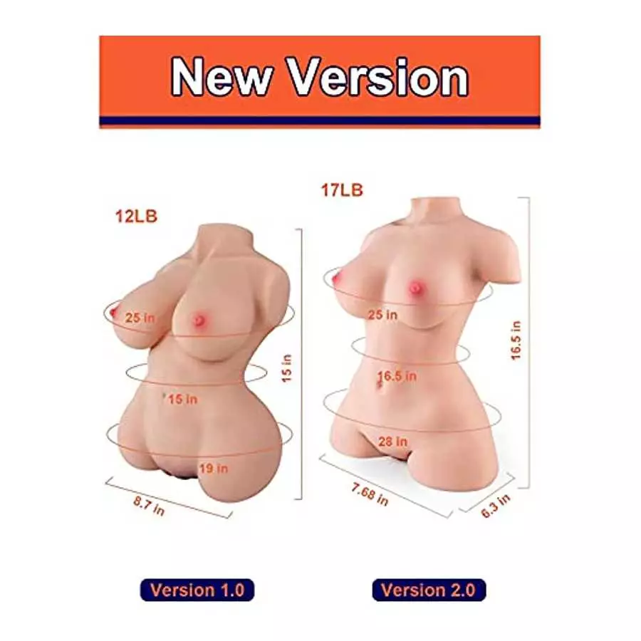 Yelolo Lifelike Sex Doll Male Masturbator with Big Boobs Pussy Ass Butt, Female Body Torso Love Doll with Realistic Tight Vagina