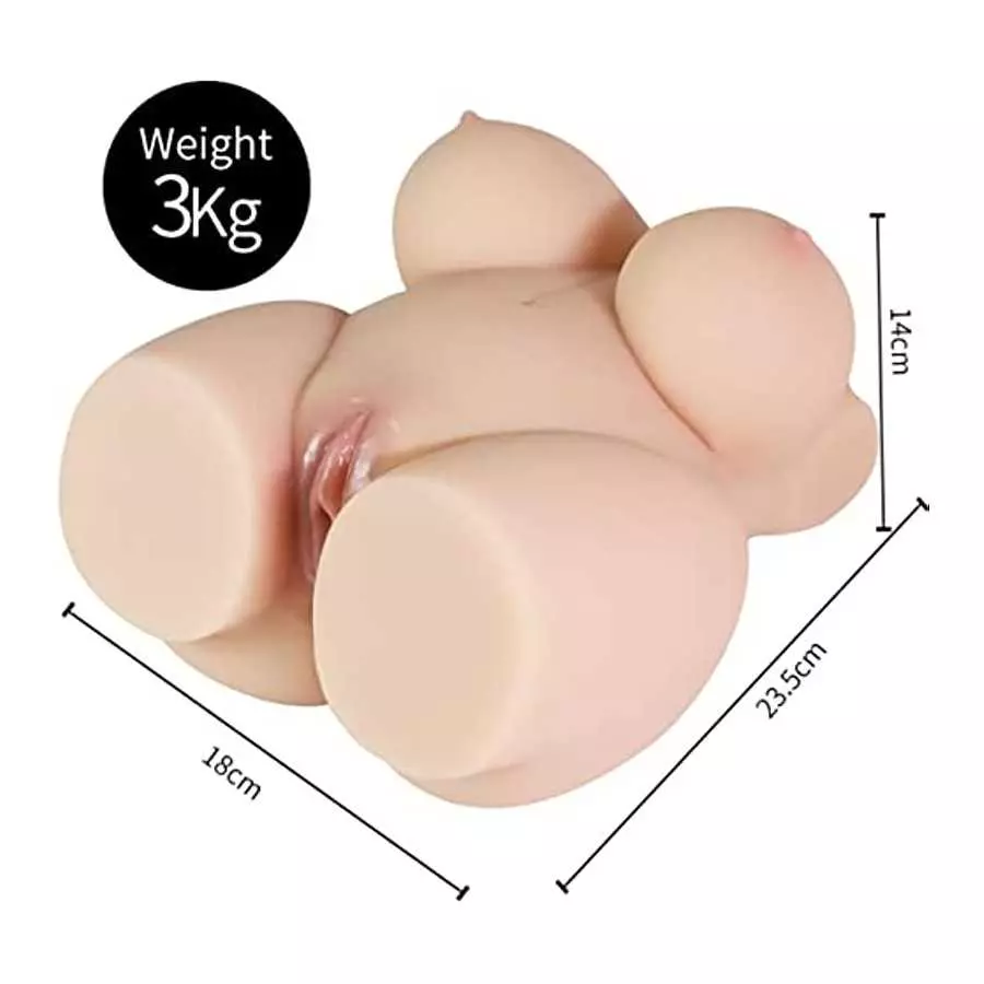 Male Masturbator 3 in 1 Female Torso Sex Doll with Realistic Vagina, Anus and Breasts (Fat Style)