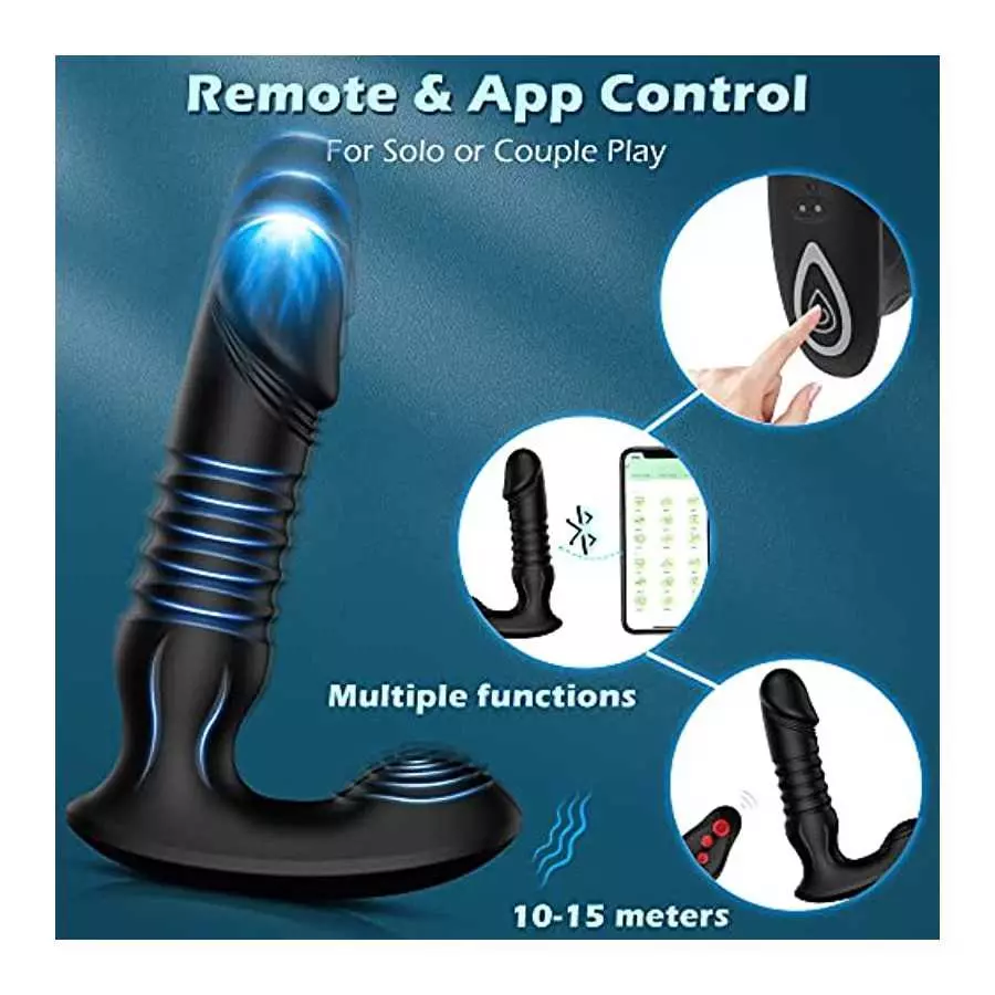 FOBONO Prostate Massager, Adjustable Anal Sex Toys for Men with 7 Thrusting & Vibrating Modes, App & Remote Control Anal Vibrato