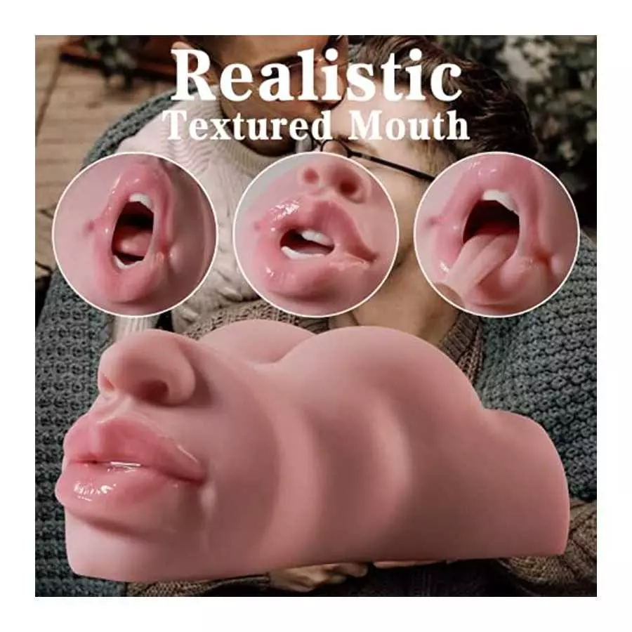 2 in 1 Sex Dolls for Gay Male with Realistic Textured Mouth and Tight Anus,Gay Toys with Face Masturbator Deep Throat Oral Sex G