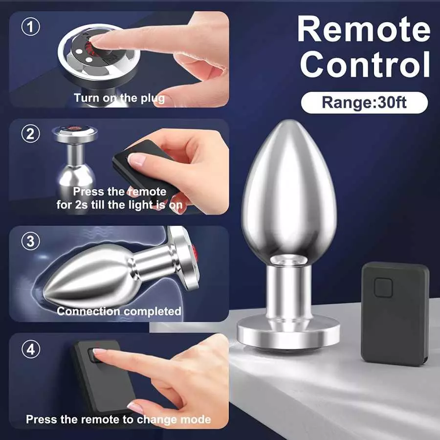 Anal Plug Sex Toys for Men Women Anal Toys Metal Vibrating Butt Plug Vibrator with 30ft Remote Control 10 Modes, VOBJOY Prostate