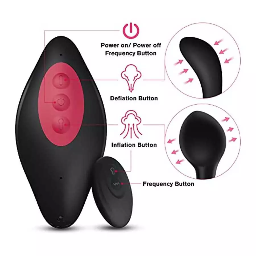 Anal Vibrator Inflatable Butt Plug - Remote Control Prostate Massager with Automatic Inflation and 10 Vibrating Modes for Adult 