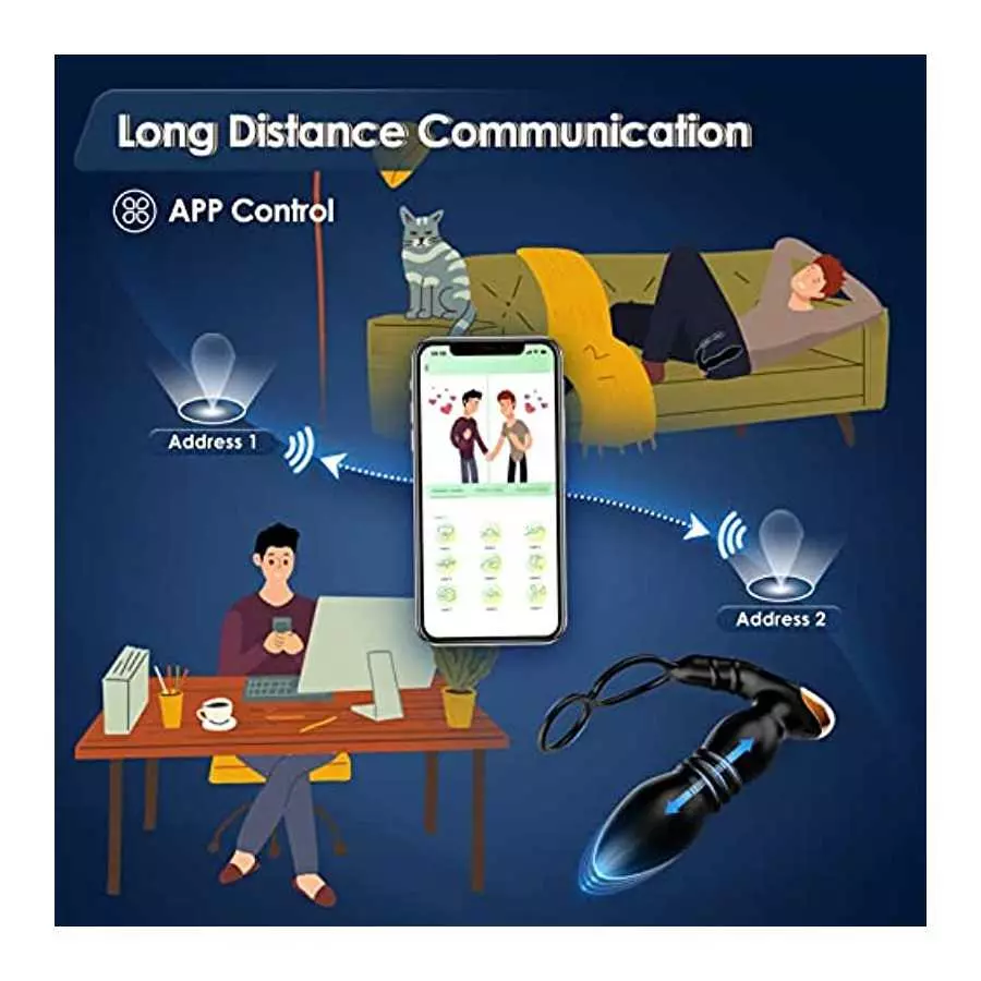 Thrusting Anal Vibrator Prostate Massager with Penis Ring- Vibrating Dildo Anal Toy Butt Plug with 9 Thrust & Vibration Modes, A