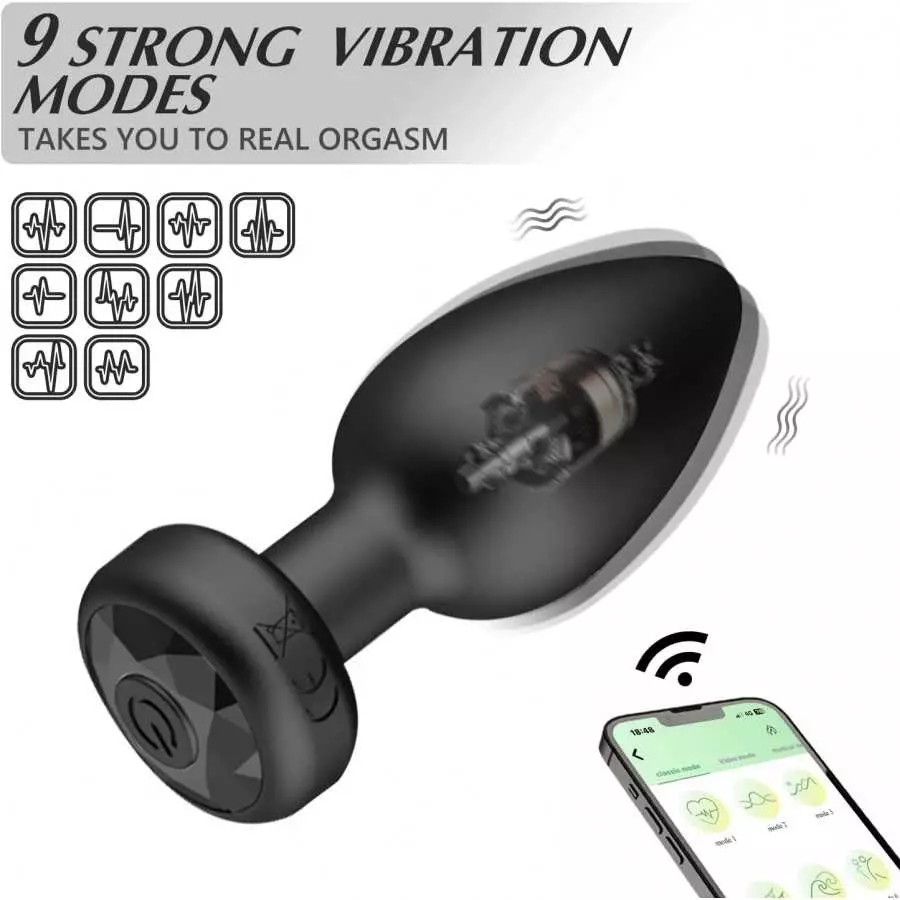 Anal Toys Vibrating Anal Plug - App Phone Controlled Vibrator 9 Classic Vibrating Modes Vibrating Butt Plug for Her and Him, Pro