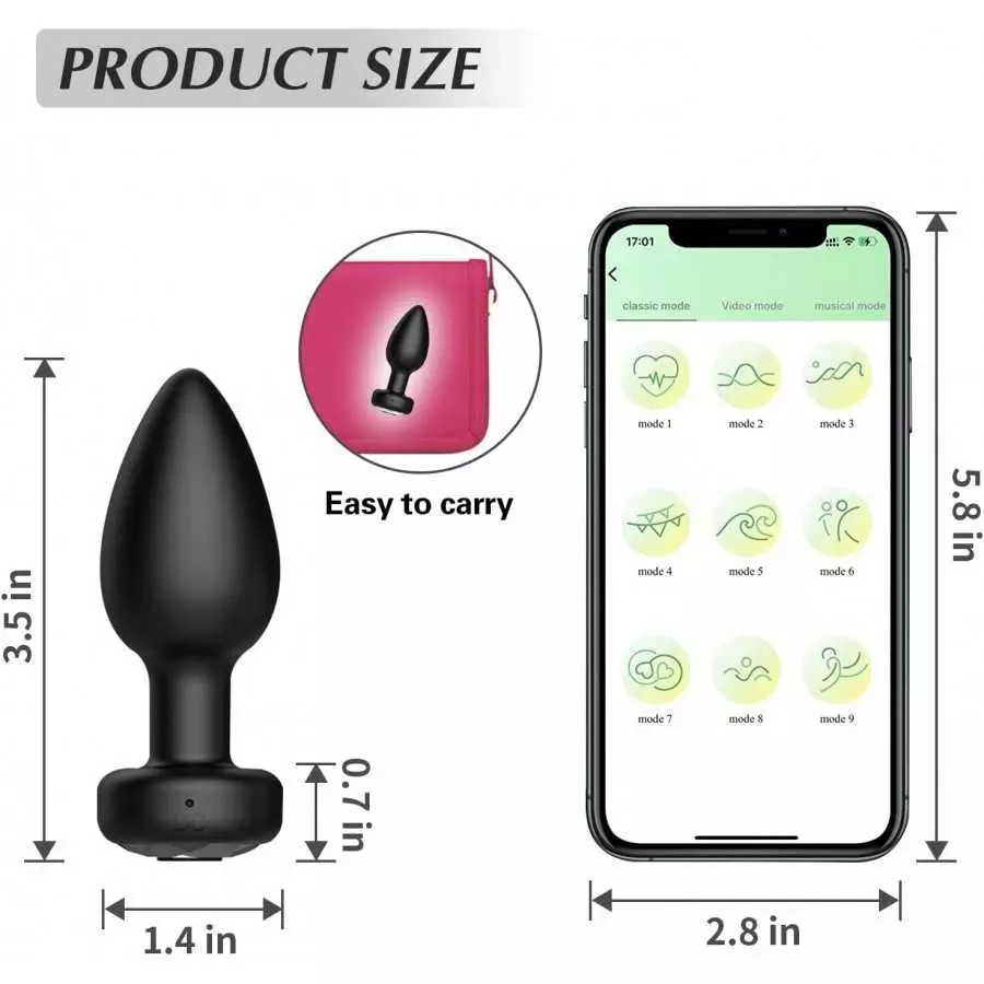 Anal Toys Vibrating Anal Plug - App Phone Controlled Vibrator 9 Classic Vibrating Modes Vibrating Butt Plug for Her and Him, Pro