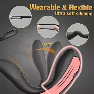 Flexible & Wearable Prostate Massager Male Anal Vibrator Sex Toys for Men - Couples Remote Control Vibrators with Silicone Cock 