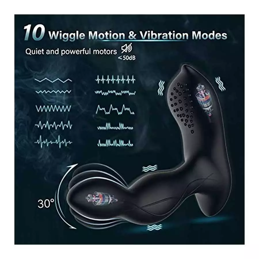 Prostate Massager, Selver Anal Vibrator with 10 Wagging & Vibration Modes, Heating Anal Toy Butt Plug with Remote Control, Vibra