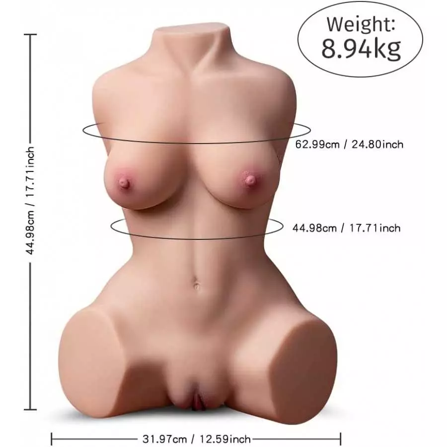21LB Sex Doll Male Masturbator with Female Realistic Sex Dolls Torso, 3 in 1 Pocket Pussy Ass Male Stroker Toy with Big Boobs Va