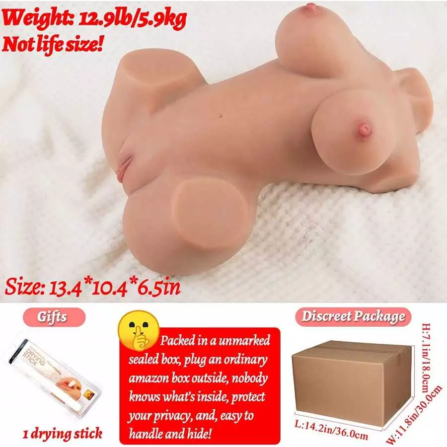 Male Masturbator Sex Doll for Men, Female Torso Sex Doll Love Doll with Realistic Boobs Vagina Anus,12.9lb Pocket Pussy Sex Doll