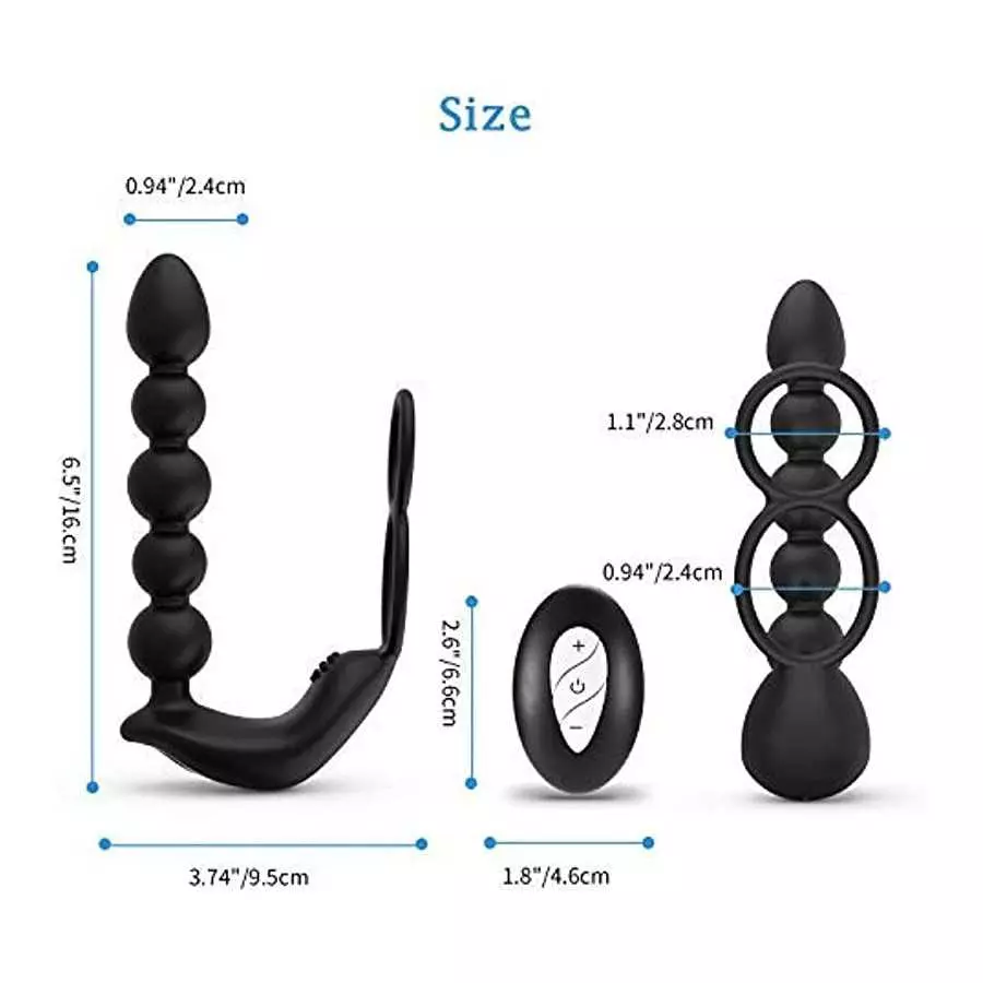 UTIMI Butt Plug Anal Sex Toys with Penis Ring & Anal Bead Rechargeable Vibrator Waterproof Prostate Massager, Ejaculation Enhanc