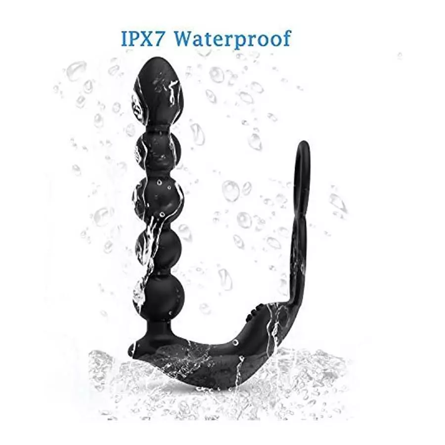 UTIMI Butt Plug Anal Sex Toys with Penis Ring & Anal Bead Rechargeable Vibrator Waterproof Prostate Massager, Ejaculation Enhanc