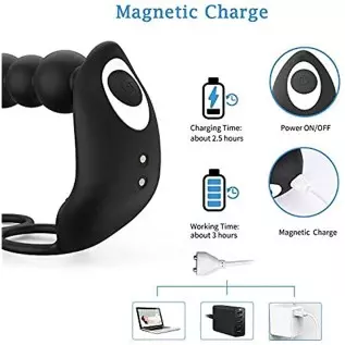 UTIMI Butt Plug Anal Sex Toys with Penis Ring & Anal Bead Rechargeable Vibrator Waterproof Prostate Massager, Ejaculation Enhanc UTIMI Butt Plug Anal Sex Toys with Penis Ring & Anal Bead Rechargeable Vibrator Waterproof Prostate Massager, Ejaculation Enhanc