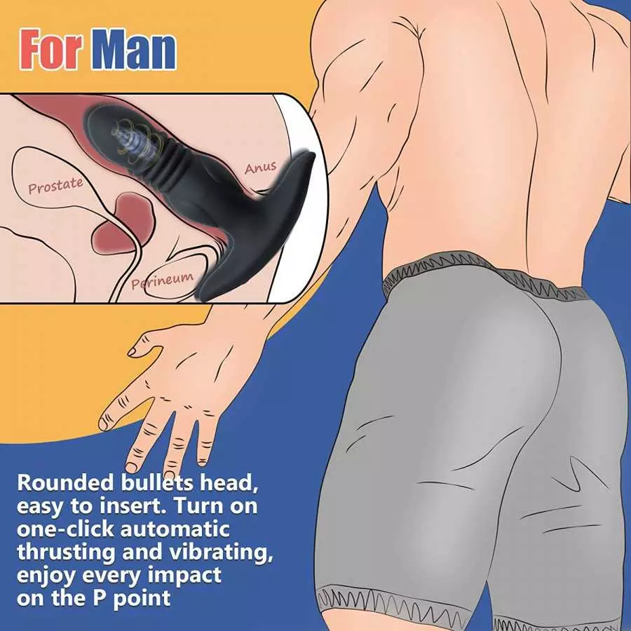 Ultrafast Thrusting Anal Plug Vibrator - Vibrating Butt Plug with App & Remote Control, Adult Male Sex Toys & Games for Womens M