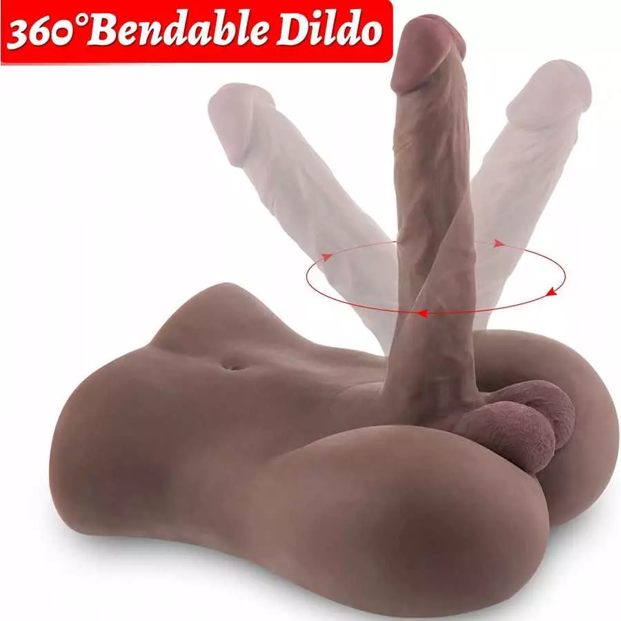 Brown Male Sex Doll with Flexible Dildo Realistic Sex Huge Cock, Men Sex Dolls for Women Tight Anal Hole 8in Cock for Female Mas