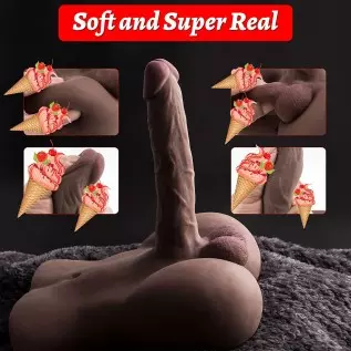 Brown Male Sex Doll with Flexible Dildo Realistic Sex Huge Cock, Men Sex Dolls for Women Tight Anal Hole 8in Cock for Female Mas