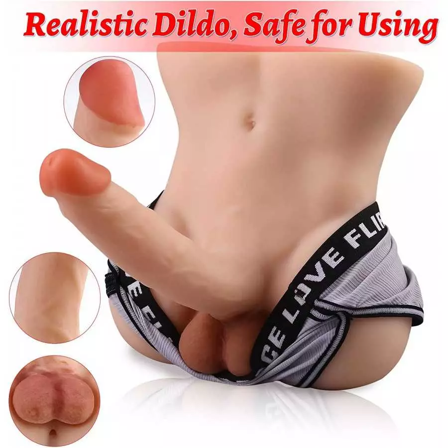 Brown Male Sex Doll with Flexible Dildo Realistic Sex Huge Cock, Men Sex Dolls for Women Tight Anal Hole 8in Cock for Female Mas