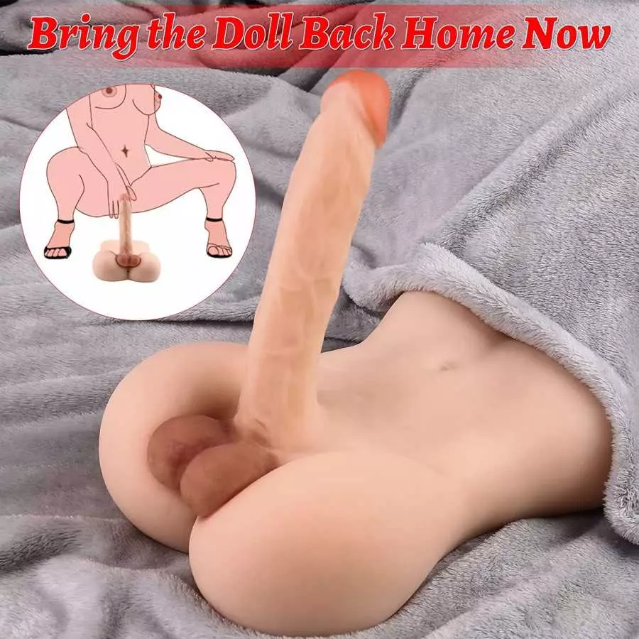Brown Male Sex Doll with Flexible Dildo Realistic Sex Huge Cock, Men Sex Dolls for Women Tight Anal Hole 8in Cock for Female Mas