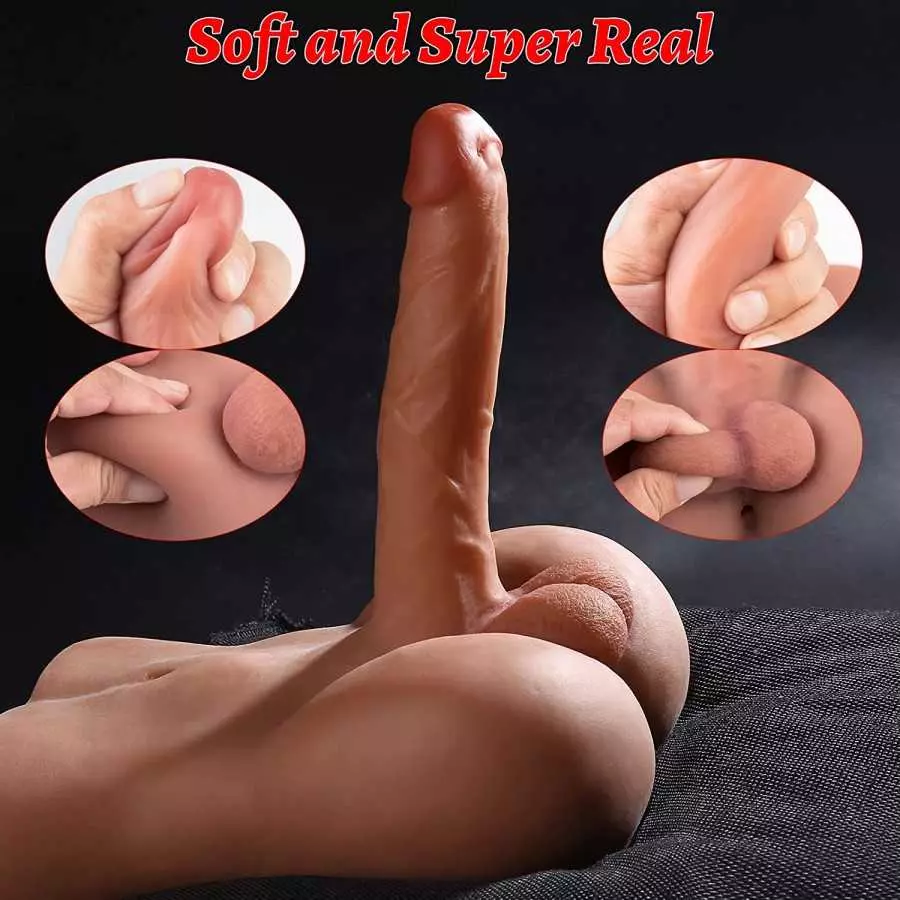 Brown Male Sex Doll with Flexible Dildo Realistic Sex Huge Cock, Men Sex Dolls for Women Tight Anal Hole 8in Cock for Female Mas