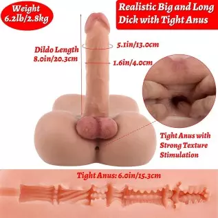 Brown Male Sex Doll with Flexible Dildo Realistic Sex Huge Cock, Men Sex Dolls for Women Tight Anal Hole 8in Cock for Female Mas