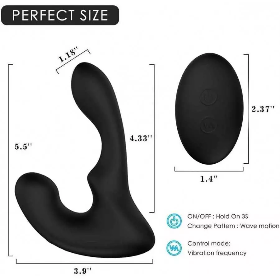 PHANXY Wave-Motion Vibrating Prostate Massager Remote Controlled 9 Speeds G-Spot Vibrator Anal Sex Toy for Men, Women and Couple