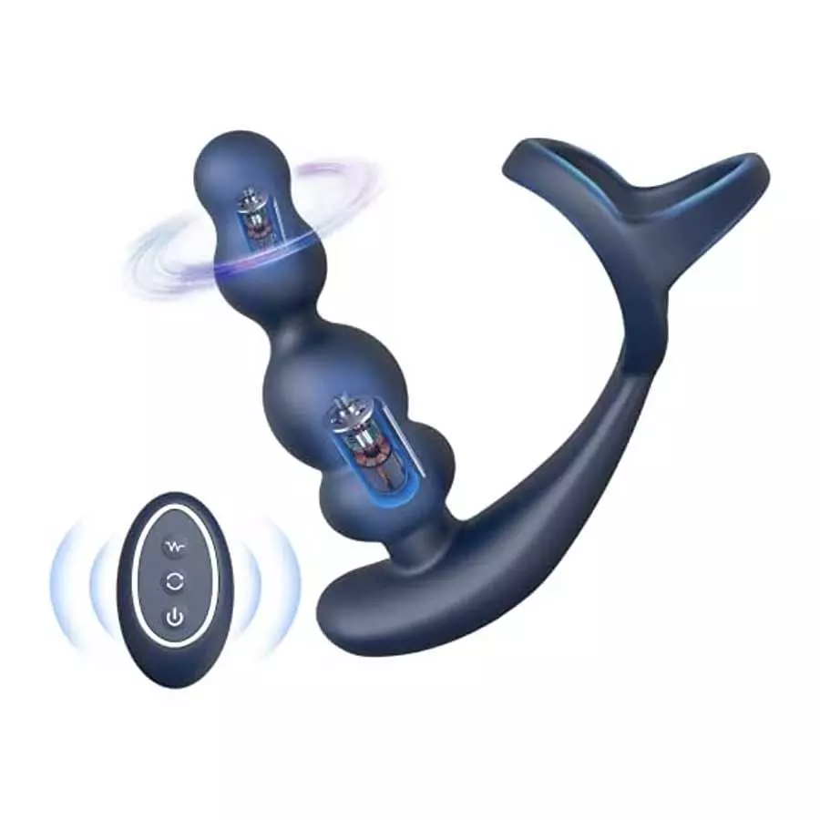 Three 360°Rotating&10 Vibrating Anal Plug,Dual Motor Prostate Massager Anal Vibrator with Soft Cock Ring for Men Women,Wearable Three 360°Rotating&10 Vibrating Anal Plug,Dual Motor Prostate Massager Anal Vibrator with Soft Cock Ring for Men Women,Wearable