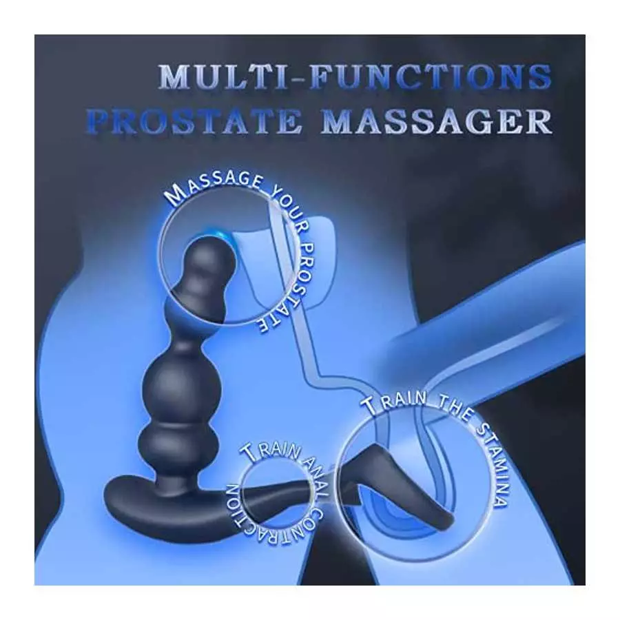 Three 360°Rotating&10 Vibrating Anal Plug,Dual Motor Prostate Massager Anal Vibrator with Soft Cock Ring for Men Women,Wearable 