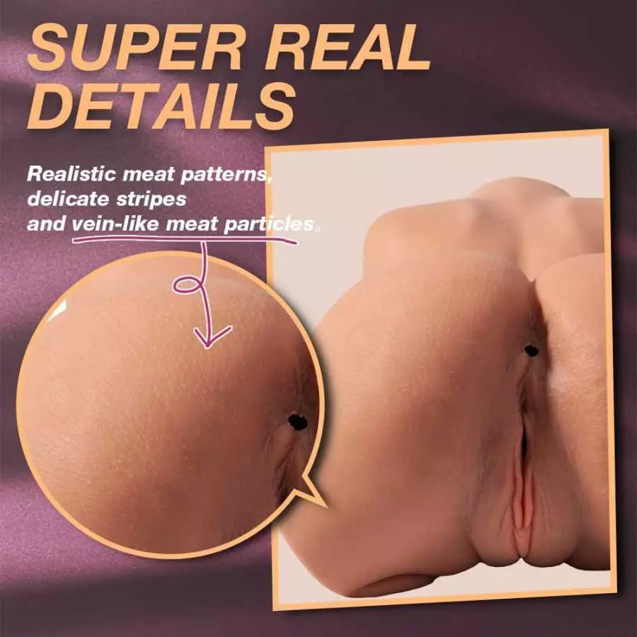 Male Masturbator Sex Doll with Torso and Big Boobs,Brown-Skin Pussy Ass Masturbator Toy for Vagina Anal Breast Play, Realistic S