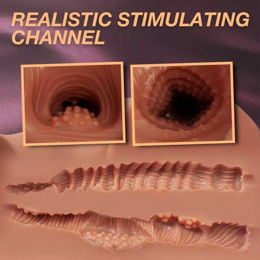 Male Masturbator Sex Doll with Torso and Big Boobs,Brown-Skin Pussy Ass Masturbator Toy for Vagina Anal Breast Play, Realistic S