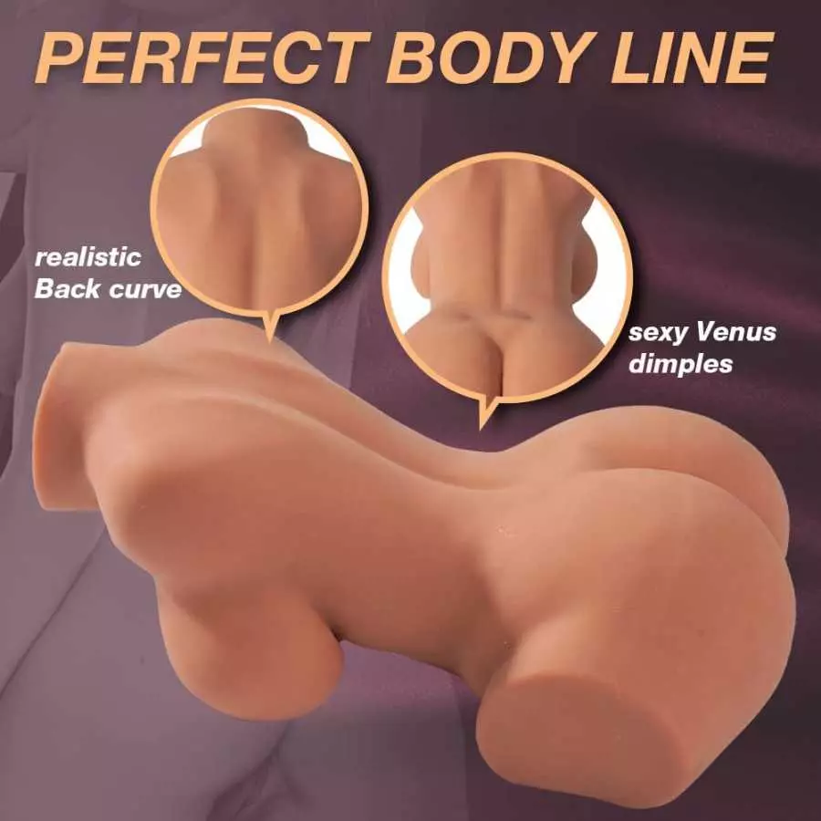 Male Masturbator Sex Doll with Torso and Big Boobs,Brown-Skin Pussy Ass Masturbator Toy for Vagina Anal Breast Play, Realistic S