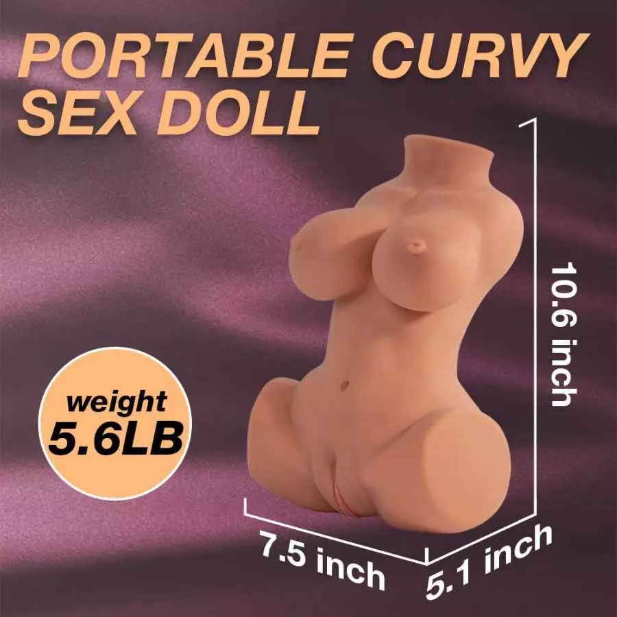 Male Masturbator Sex Doll with Torso and Big Boobs,Brown-Skin Pussy Ass Masturbator Toy for Vagina Anal Breast Play, Realistic S